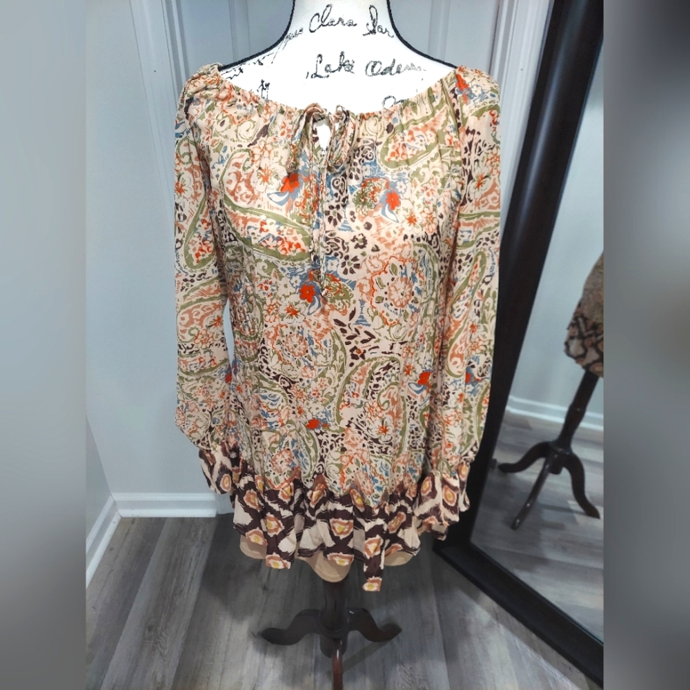 Small Floral Tunic Chiffon Dress w/under slip